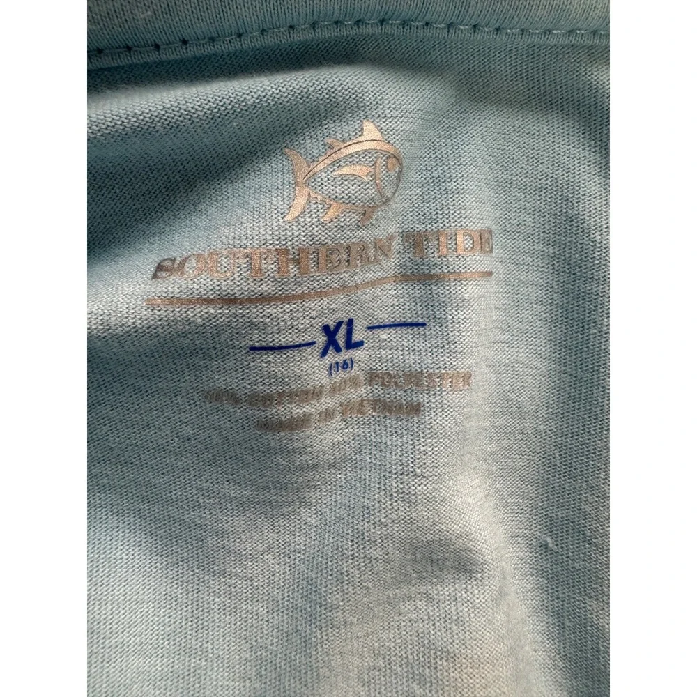Southern Tide Boys XL 16 Light Blue Sailboat Graphic Long Sleeve Hoodie Tee